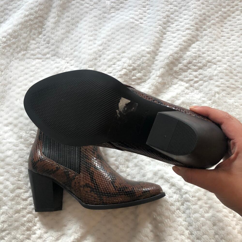 Clarks West Lo Dark Tan Snake Leather Heeled Booties - Picture 6 of 16